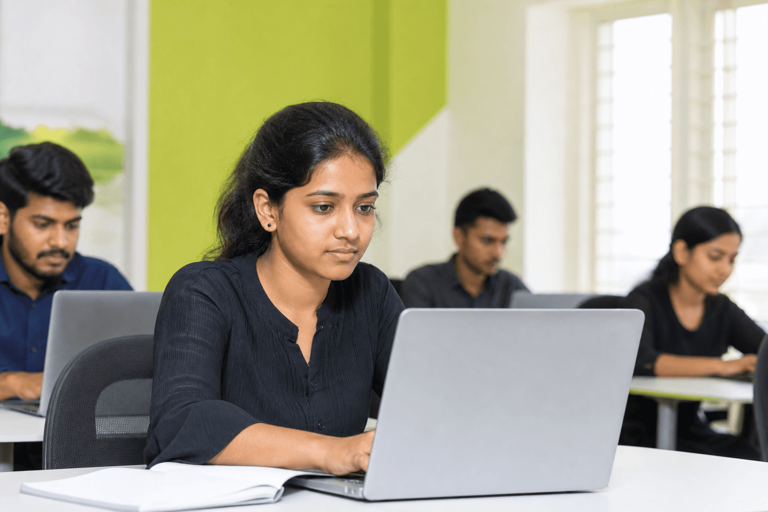 Learners practicing on computers